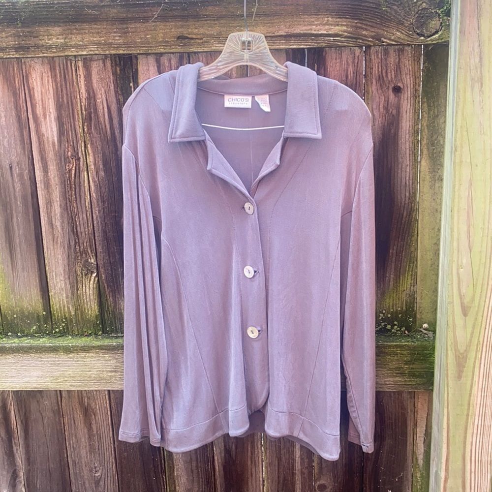 Chico’s gray button Down shirt sz. 2